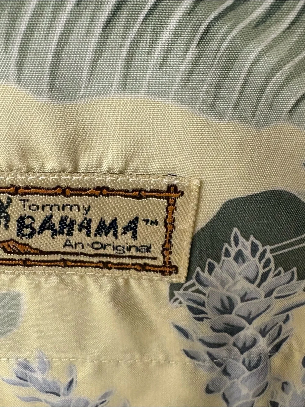 Tommy Bahama Pale Yellow Tropical Leaf Print Button-Down Shirt